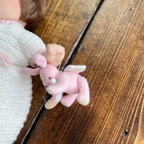 Pauline Bjonness Jacobsen Baby Doll Porcelain Brown Hair Blue Eyes Crochet - Picture 4 of 10